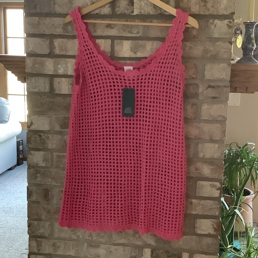 Wild Fable Fuchsia Crochet Tank Dress—Swimsuit Coverup